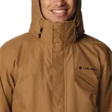 Campera Columbia 3 en 1 color marrón, con capa exterior impermeable y transpirable, y forro polar térmico reflectante.