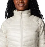 Campera puffer Columbia Labyrinth Loop color crema, con cierre frontal, cuello alto y bolsillos laterales con cierre.