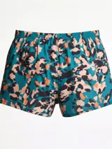 Bóxer de algodón con estampado abstracto en tonos marrones, beige y negro. Presenta cintura elástica con etiqueta central.