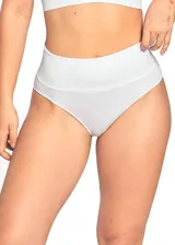 Bombacha de tiro alto estilo culotte, color blanco, confeccionada en tejido acanalado (rib).