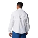 Camisa blanca de manga larga Columbia Tamiami II para hombre, con tecnología Omni-Shade UPF 40 de protección solar y Omni-Wick de evaporación avanzada.