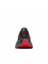 Zapatillas de trail running Columbia Konos Trillium ATR para hombre, color negro con detalles en gris y rojo. Cuentan con tecnología Omni-MAX™ para amortiguación y estabilidad, entresuela Techlite+™ para comodidad y suela Adapt Trax™ para tracción en terrenos variados.