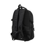 Mochila grande color gris oscuro, con bolsillo oculto en la espalda y bolsillo delantero. Incluye elástico para carry on, correas de compresión laterales, bolsillos laterales con red y bolsillo interior para notebook.