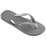 Ojotas Havaianas Top Mix negras con tiras blancas.