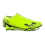 Championes de fútbol Joma Gol 2409 FG color amarillo flúor con detalles en negro. Presentan un diseño duradero y liviano, tacos firmes para el terreno para una tracción superior, plantilla acolchada para máxima comodidad y parte superior sintética para un mejor control del balón.