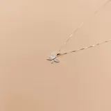 Conjunto de collar y dije de libélula en plata 925 con circonias. El largo de la cadena es de 45cm y las dimensiones del dije son 13mm de alto x 13mm de ancho.