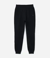 Pantalón deportivo color morado, de algodón y poliéster, con cintura elástica y bolsillos laterales.