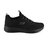 Zapatillas deportivas negras con parte superior de malla y material sintético, con cordones elásticos y plantilla de amortiguación Skechers Memory Foam™.