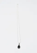 Collar de plata 925 con dije en forma de gota de ónix negro, hipoalergénico.