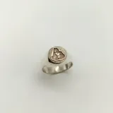 Anillo de plata 925 con aplique en oro 9k, con el símbolo de la ingeniería agronómica.