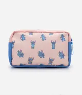 Neceser rectangular con estampado de Stitch, con bolsillo delantero con cremallera y cierre superior con cremallera.