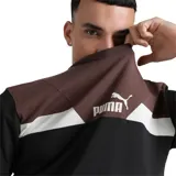 Remera Puma Power Colorblock de hombre, con mangas cortas y diseño colorblock en tonos azul marino, azul petróleo y amarillo. Logo de Puma estampado en el pecho.