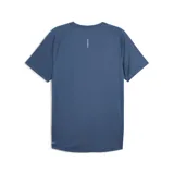 Remera deportiva Puma Run Velocity azul con detalles en blanco y logo reflectivo en el pecho.