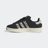 Championes Adidas Campus 00S negros con las tres tiras laterales con estampado de leopardo y detalles en color crema.