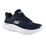 Championes deportivos Skechers Go Walk Flex color negro, con capellada de malla y material sintético, cordones, plantilla Air-Cooled Goga Mat y amortiguación Ultra Go.