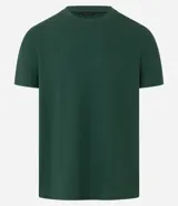 Remera verde oscuro de corte slim, cuello redondo y manga corta. Confeccionada en algodón texturizado.