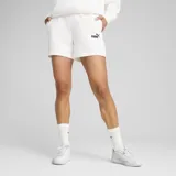 Short deportivo Puma ESS Sm.Nº1 Logo, tiro alto, color blanco con logo negro estampado en la pierna izquierda.