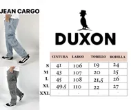 Pantalón jean cargo gris oscuro con bolsillos laterales y corte recto. Marca Duxon.