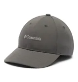 Gorra de béisbol color gris oscuro, con visera curva y cierre ajustable posterior. Presenta el logo de Columbia bordado en blanco en el panel frontal.