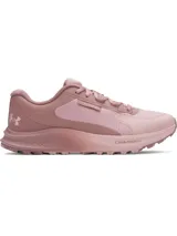 Championes Under Armour Charged Bandit Trail 3 para mujer, diseñados para trail running. Color verde con detalles en blanco y naranja.