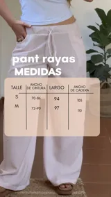 Pantalón de lino a rayas verticales color rosa, con cintura elástica y cordón ajustable.