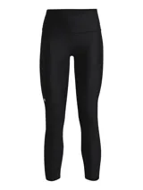 Calza de mujer Under Armour HeatGear® de tiro alto hasta el tobillo, color gris azulado, con cintura antideslizante y logo en la pierna.