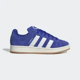 Championes de ante azul con detalles en blanco y cierre de cordones, diseño inspirado en los años 80 con estilo skater.