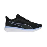 Championes Puma Transport Modern Running, color negro con detalles en celeste y blanco.