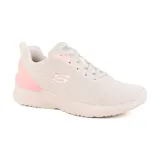 Championes deportivos Skechers Skech-Air Dynamight, color beige con detalles en rosa. Capellada de tejido de punto, plantilla Skechers Memory Foam y entresuela Skech-Air que absorbe los impactos.