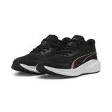 Championes Puma Skyrocket Lite de mujer, color negro con logo en color cobre y suela blanca.