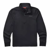 Buzo gris de poliéster reciclado y spandex, con cuello alto y cierre de cremallera hasta el pecho. Tiene mangas largas con orificios para los pulgares y logo de la marca en el pecho.