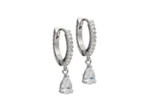 Aros colgantes de plata 925 con forma de lágrima y circonias.