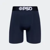 Bóxer azul marino con pretina elástica negra con logo PSD en blanco.