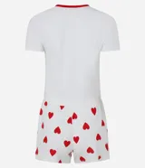 Conjunto de pijama short doll de algodón con estampado de High School Musical. Incluye una remera de manga corta con cuello redondo y un short con cintura elástica.