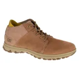 Bota de hombre color marrón, de caña media, con cordones y suela de goma.