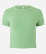 Blusa verde oscuro de algodón acanalado, corte ajustado y cuello redondo.