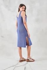 Vestido maxi reversible de algodón con lurex, que combina suavidad y comodidad.