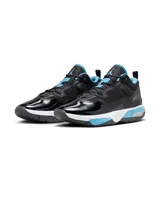 Championes de básquet Nike Jordan Stay Loyal 3, color negro con detalles en celeste y blanco.