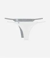 Kit de dos bombachas colaless con hilo doble, confeccionadas en viscolycra acanalada con breteles finos laterales ajustables.