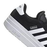 Championes Adidas VL Court Bold negros con plataforma blanca, con las tres tiras blancas características de la marca en el lateral.