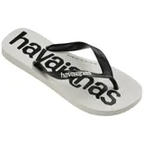 Ojotas Havaianas Top Logomania 2, con base blanca y logo de la marca en negro.