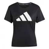 Remera deportiva negra de mujer, con logo de Adidas estampado en blanco y tecnología Aeroready.