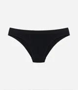 Bombacha de bikini celeste con textura acanalada y laterales de grosor medio.