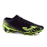 Championes de fútbol Joma Gol 2401 FG, color negro con detalles en verde flúor.