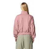 Buzo Columbia de mujer, color rosa, con medio cierre frontal, cuello alto y logo bordado en el pecho.