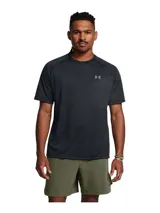Remera deportiva Under Armour Tech 2.0 de hombre, color gris jaspeado con logo negro en el pecho.