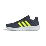 Championes Adidas Lite Racer para hombre, color gris oscuro con las tres tiras clásicas en amarillo flúor y suela blanca con tecnología Cloudfoam.