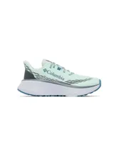 Zapatillas de trail running Columbia Konos Trillium ATR para mujer, color celeste con detalles en gris y azul. Cuentan con tecnología Omni-MAX™ para amortiguación y estabilidad, entresuela Techlite+™ para comodidad y suela Adapt Trax™ para tracción en terrenos variados.