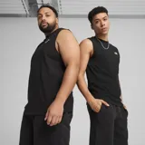 Musculosa deportiva Puma Ess N°1 Logo, color negro con logo estampado en blanco en el pecho.