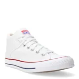 Championes Converse Chuck Taylor Tremont Street Mid, de lona blanca con detalles en rojo y azul en la suela.